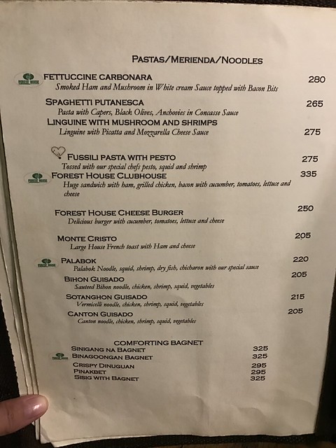 Forest House menu