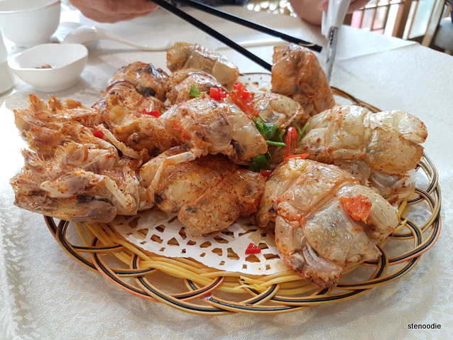 fried salt and peppered mantis shrimp