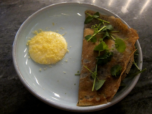 buckwheat, fried egg, greens