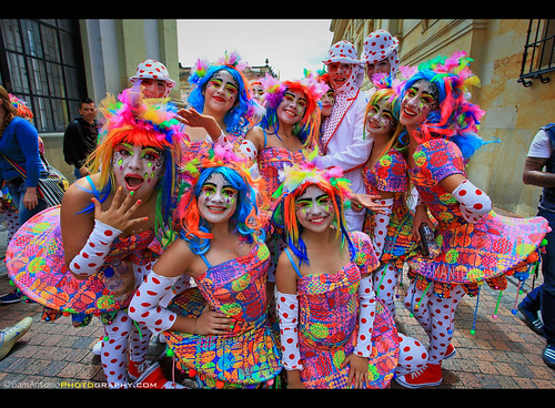 bogota colombia southamerica costume carnival fun celebration colorful party festival street mask travel tourism event parade culture entertainment traditional dance fashion beautiful city bright attractive decoration makeup dancers carnaval vivid smiling outdoor group lifestyle energy celebrating celebrate cheerful community clothing samantoniophotography