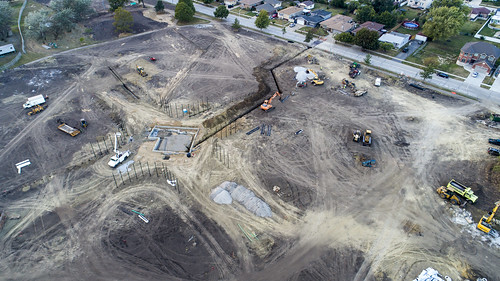oaklawn il illinois centennial park facelift construction cook county trees forest grove playground grass field ballpark fence heavy equipment dji drone phantom4pro p4p