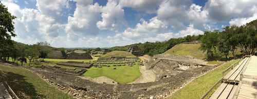 tajin rain forest pyramids blue sky ancient ruins totonaca culture nyches panorama papantla veracruz mexico