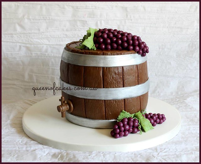 Wine Barrel Wedding Cake by Queen of Cakes