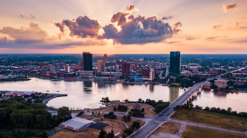 toledo ohio unitedstates us mavic sunset drone cityscape aerial sky clouds city urban