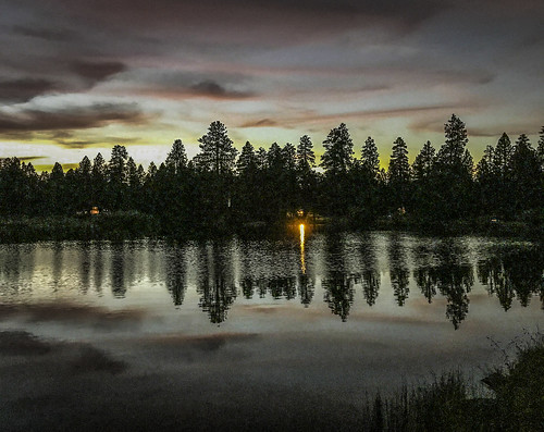 night oregon nocturne blackbutteranch sunset light lake water clouds dusk trees reflection