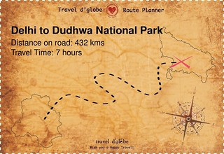 Map from Delhi to Dudhwa National Park