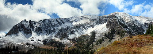 colorado hiking mountains snow clouds sky blue mountaxtell rockymountains elkmountains landscape panorama