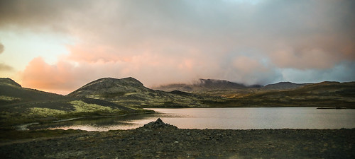 iceland ólafsvík lake sunset snæfellsnespennisula stormy clouds mountains reflection