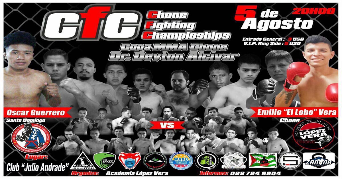 Este sábado se realizará el Chone Fighting Championship copa Dr. Deyton Alcívar