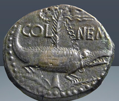 Augustus with Agrippa Crocodile coin reverse