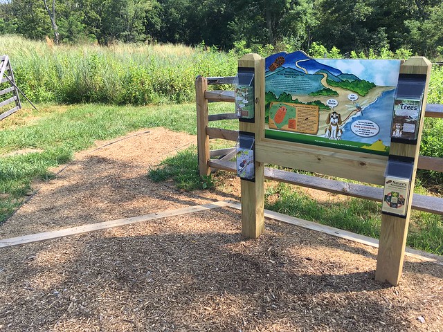 TRACK Trail trail-head in Children's Discovery Area at Sky Meadows State Park, Va