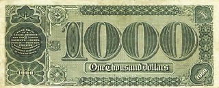 1891 $1000 Treasury Note back