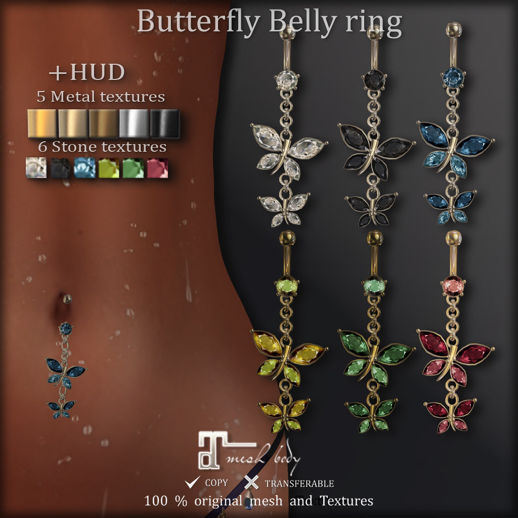 *AvaWay* Butterfly_Belly ring (rigged for Maitreya)