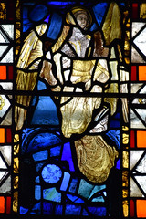 composite figure of an angel (14th, 15th and 19th Century glass)