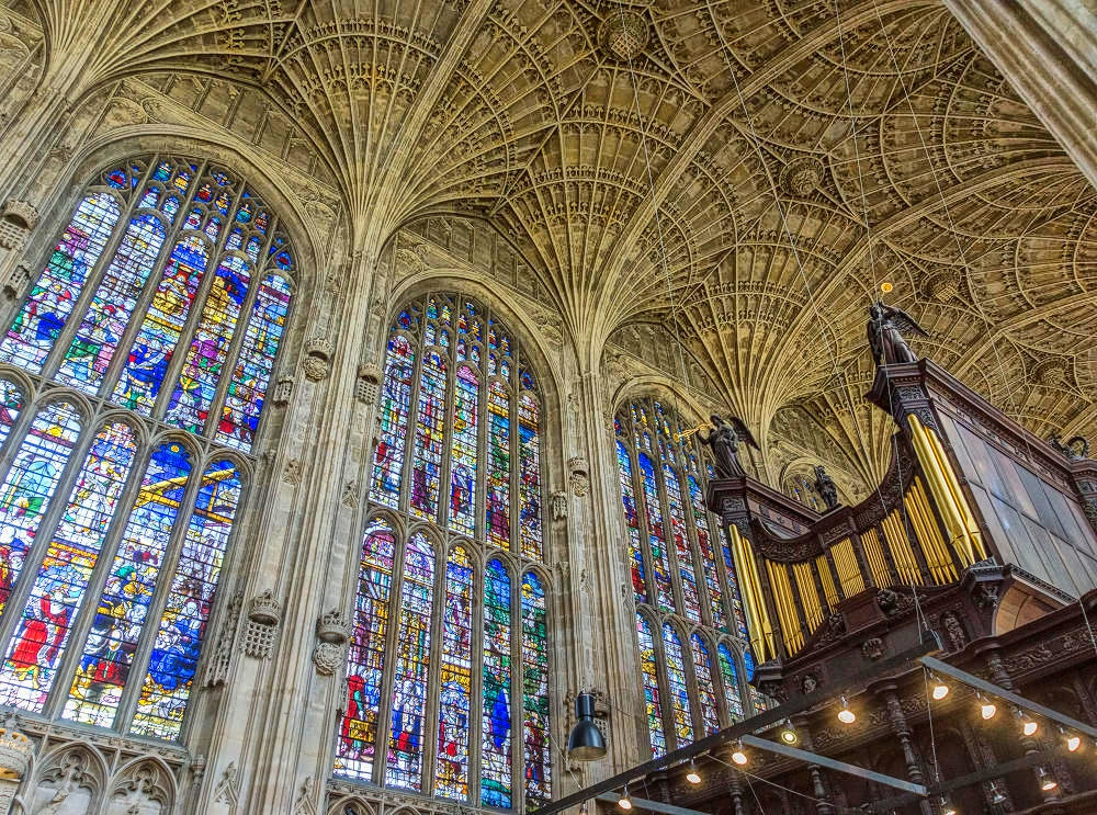 Interior of King's College Chapel, showing the fan ceiling. Credit Jean-Christophe Benoist