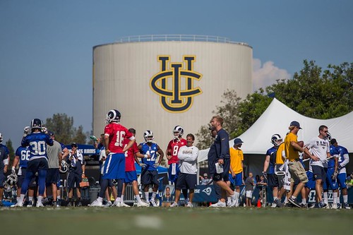 Photo of our work at UC Irvine earlier this year -- foreground: LA Rams Training Camp 2017 at the campus