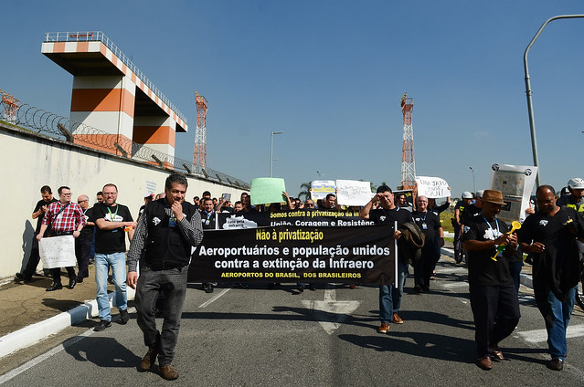 Ato contra a privatização da Infraero, no aeroporto de Congonhas - Créditos: Rovena Rosa/ Agência Brasil