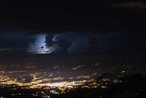 costarica thunderstorm flash night city light clouds