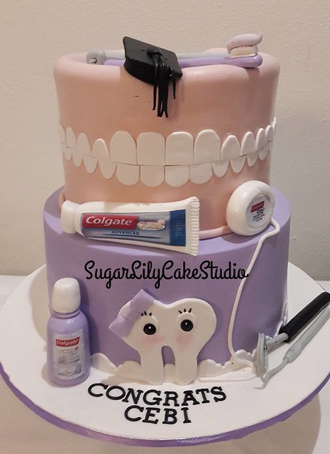 Dentist Themed Graduation Cake by Sugar Lily Cake Studio - Moreish Handmade Cakes