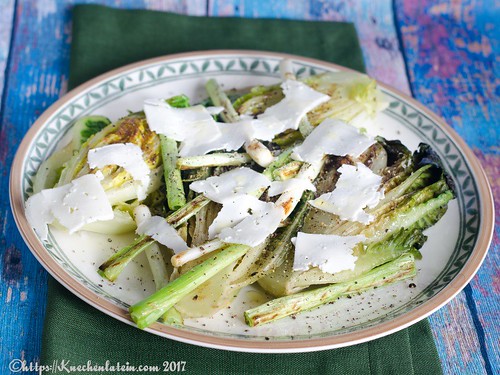 Barbecued Little Gems and spring onions with goat's cheese-2