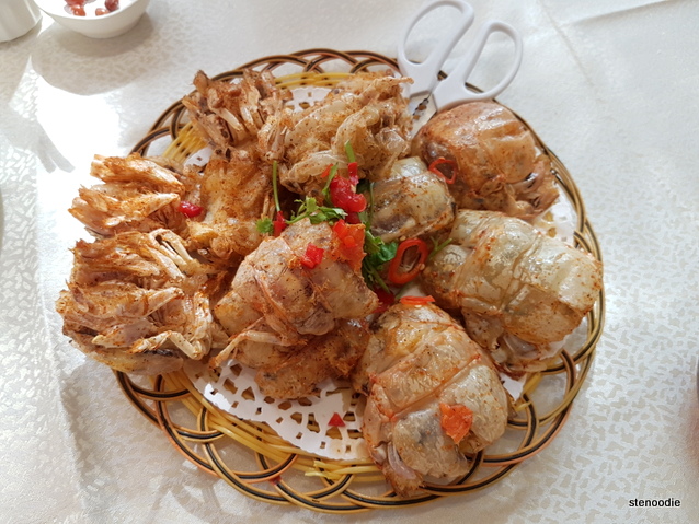 fried salt and peppered mantis shrimp