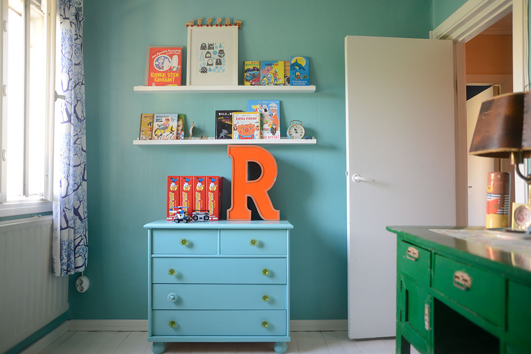 Colorful vintage style kids room
