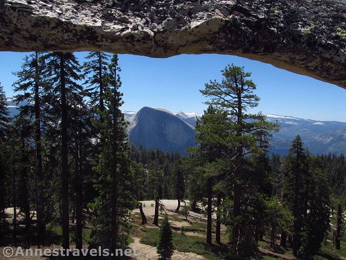 Half dome from under the Indian Rock Arch in Yosemite National Park, California