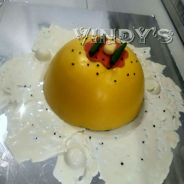 Eggless Omlet Cake Covered with Chocolate by Vaishali Oak of VINDY's Designer Yumm PuRe VeG Cakes.