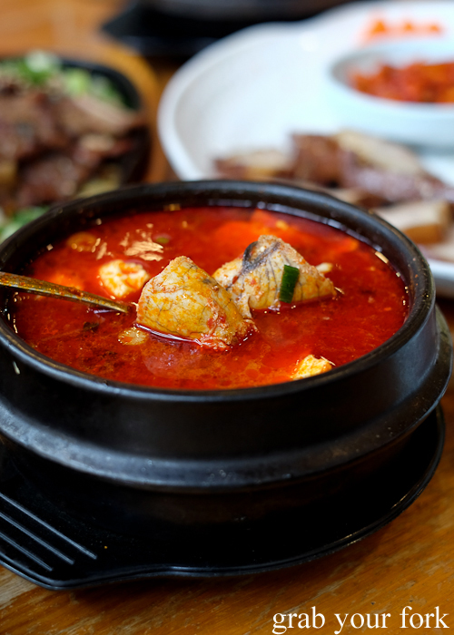 Altang sundubu fish roe tofu soup at BCD Tofu House in Epping Sydney