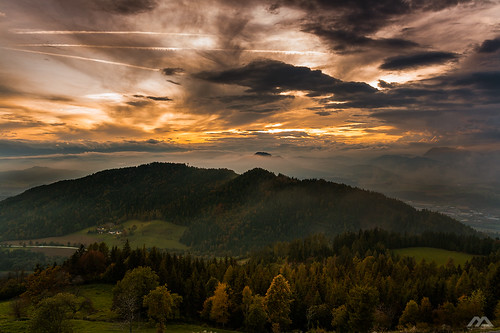 landscape sky sunset kärnten austria clouds autumn wood mountains