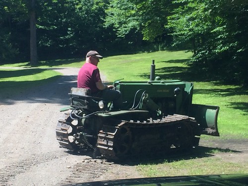 tractor tracks bulldozer dozer green john deere 40 lawn tree trees adirondack adirondacks