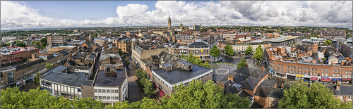 wakefield westyorkshire view vista panorama towerour wakefieldcathedral yorkshire uk clouds sky photoshop lookingdown england scene townhall city cityscape buildings