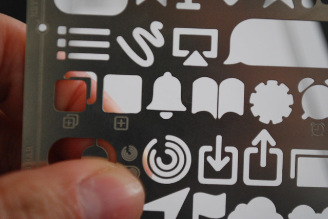 Up close to the UX Store's All in One Stencil for rapid sketching