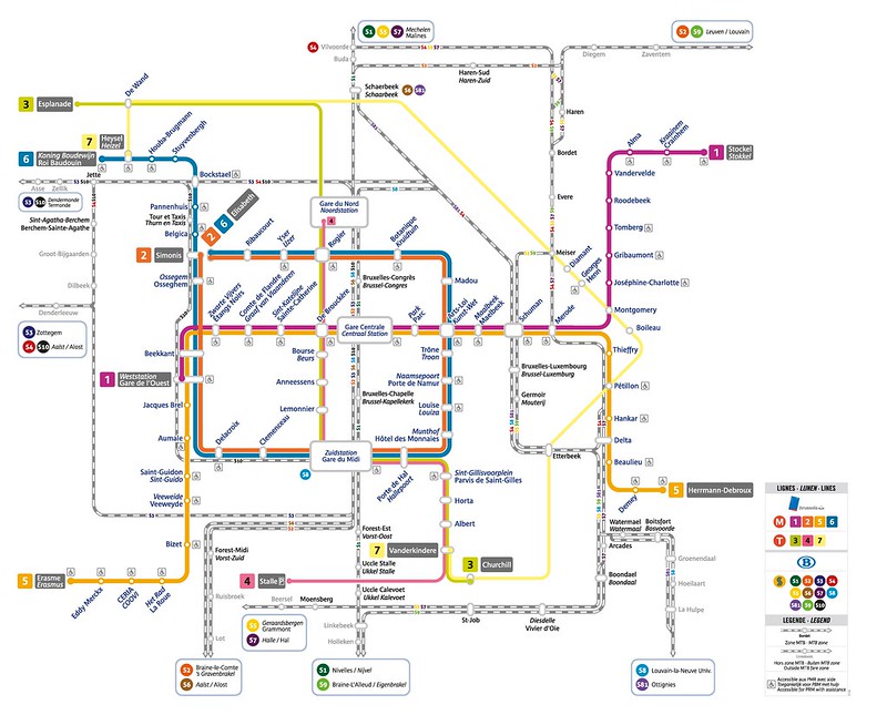 Brussels Metro and train network map