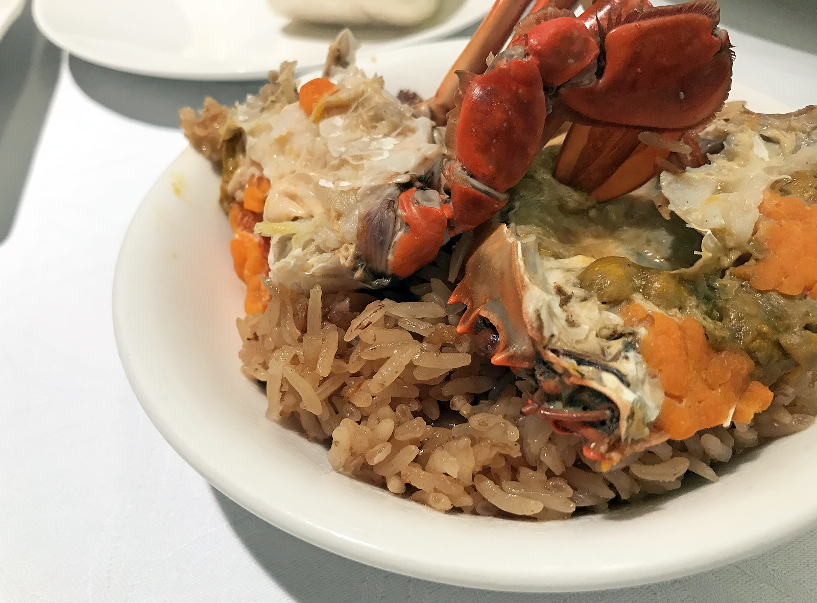 Steamed crab roe on sticky rice