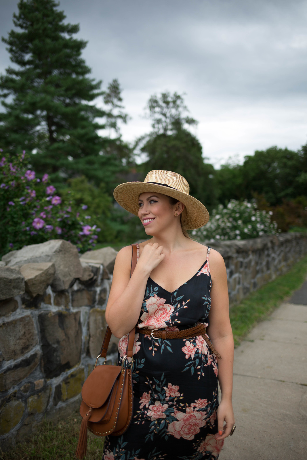 Billabong Dreamy Garden Slip Dress Brixton Joanna Straw Hat Nyack NY Jackie Giardina Living After Midnite Style Blogger