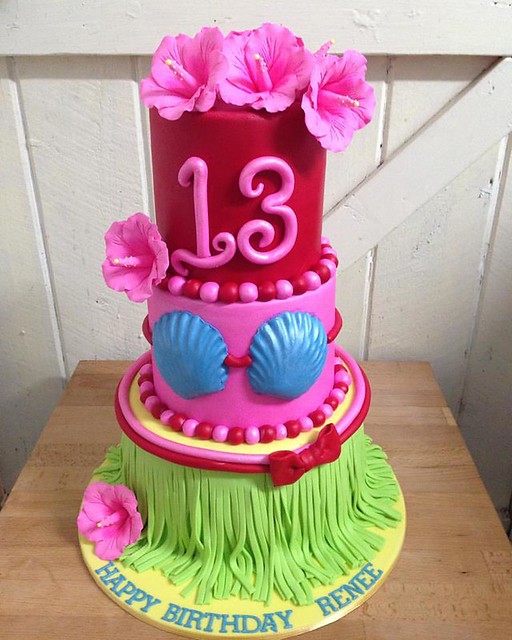 Hawaiian Themed Cake by J's Cake Creations