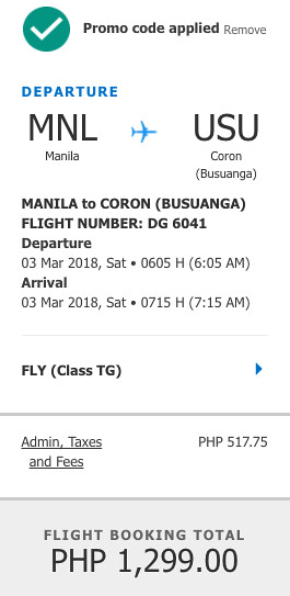 Manila to Busuanga Cebu Pacific Air Promo March 3, 2018