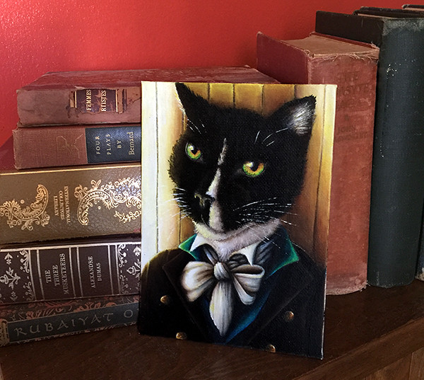 Pride and Prejudice Tuxedo Cat Mr Darcy by cat artist Tara Fly