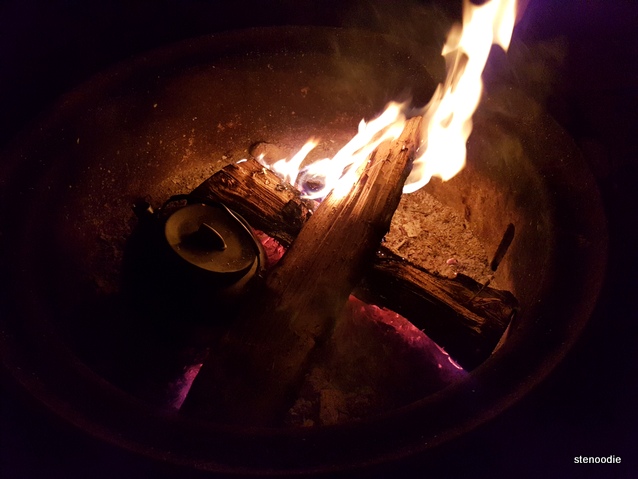nighttime campfire