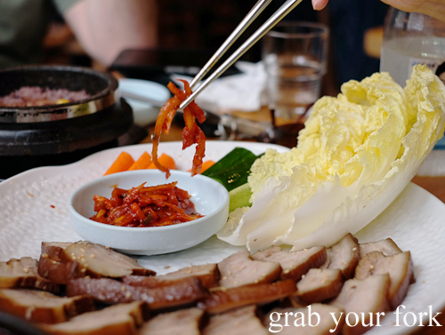 Shredded radish kimchi for bossam at BCD Tofu House in Epping Sydney