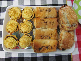 Cottage Pies, Salmon Bechamel Filo, Mushroom Pastries
