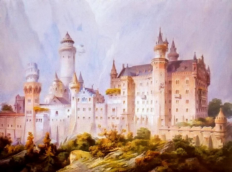 Concept for Neuschwanstein Castle by Christian Jank, c.1883