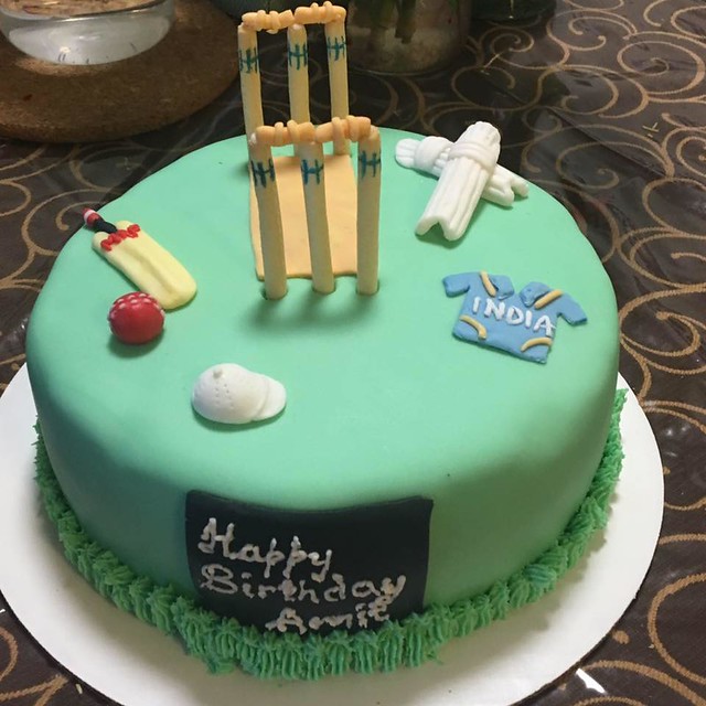 Cricket Themed Birthday Cake by Bake A Cake