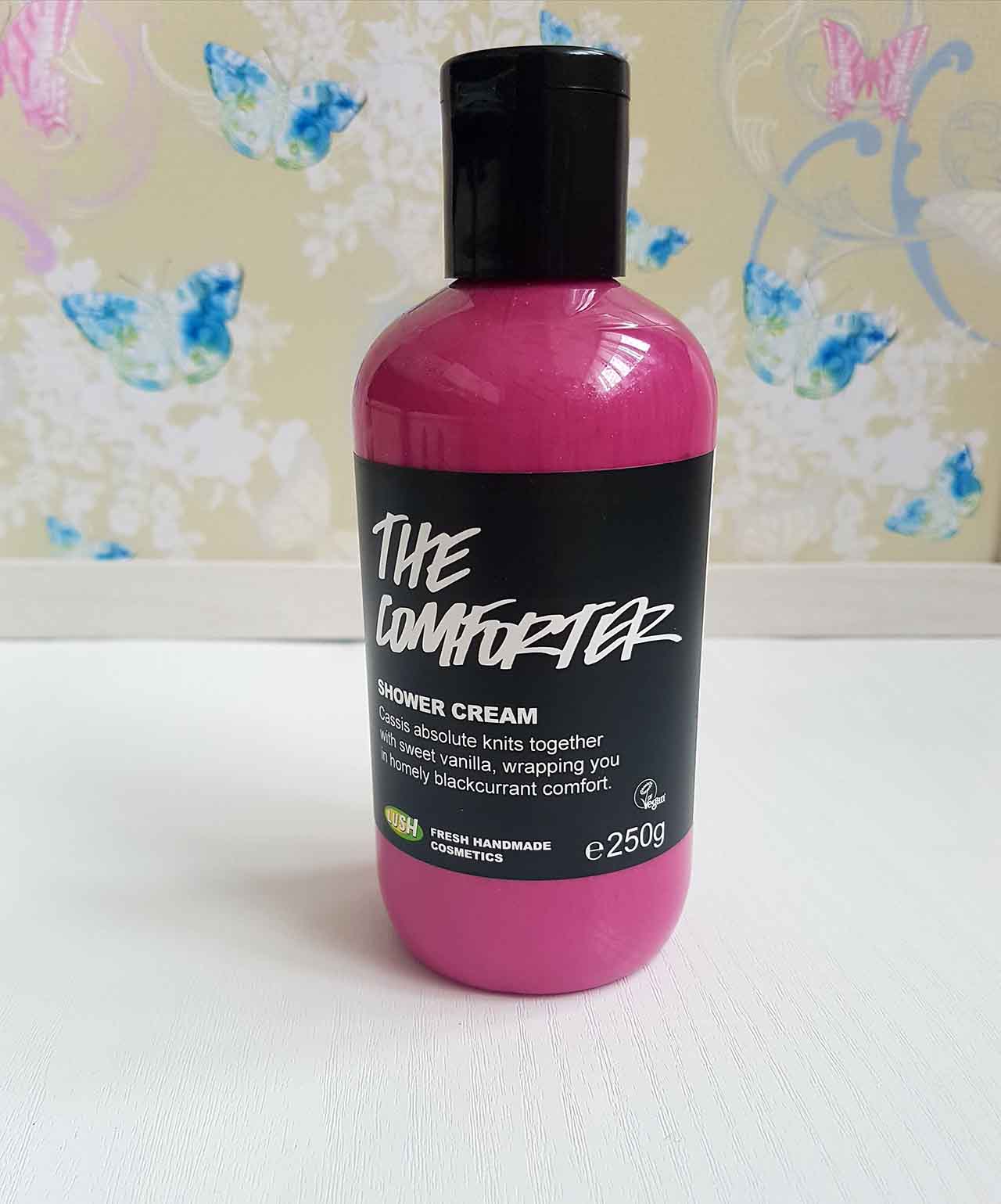 Lush Fresh Handmade Cosmetics – How Lush Are They: The Comforter Shower Cream - This is by far one of my favourite products! It smells divine and has a shimmer in the fluid which calls to the magpie in me! It contains Cassis Absolute (Blackcurrent), Vanilla, almond oil and bergamot oil, all of which combined create an amazing scent and colour and the cream feels silky on the skin. After use, my skin smelt great and felt soft and hydrated. I use this shower cream as a treat when I need a pampering!