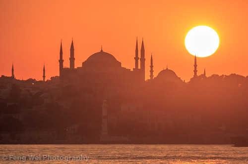 Sunset Over Blue Mosque, Sultanahmet, Istanbul, Turkey