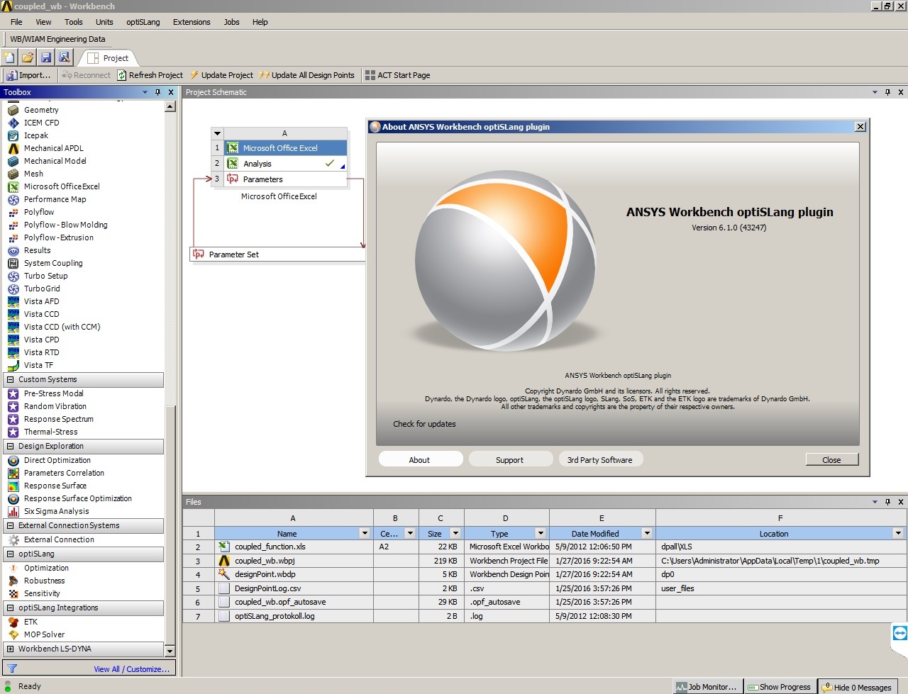 Working with ANSYS Workbench optiSLang 6.1.0.43247