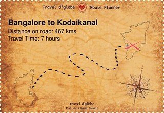 Map from Bangalore to Kodaikanal