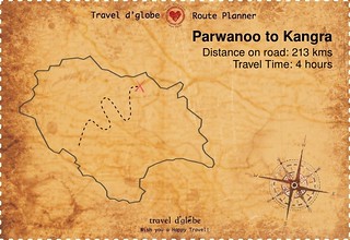 Map from Parwanoo to Kangra
