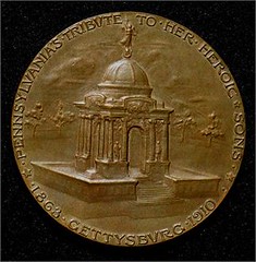 1910 Pennsylvania monument at Gettysburg Medal reverse